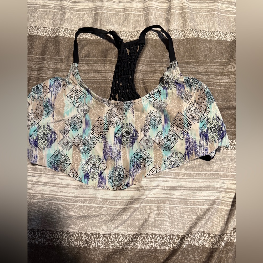 Patterned Strappy Swim Top